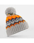 Retro Ski Beanie with Fair Isle Pattern, Fleece Lining & Pom Pom