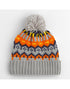 Retro Ski Beanie with Fair Isle Pattern, Fleece Lining & Pom Pom