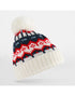 Retro Ski Beanie with Fair Isle Pattern, Fleece Lining & Pom Pom