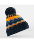 Retro Ski Beanie with Fair Isle Pattern, Fleece Lining & Pom Pom
