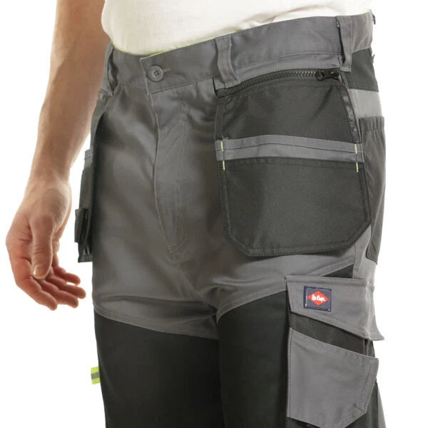 Lee Cooper Workwear LCSHO812 Hi Vis Detail Stretch Multi Pocket Work Holster Cargo Shorts