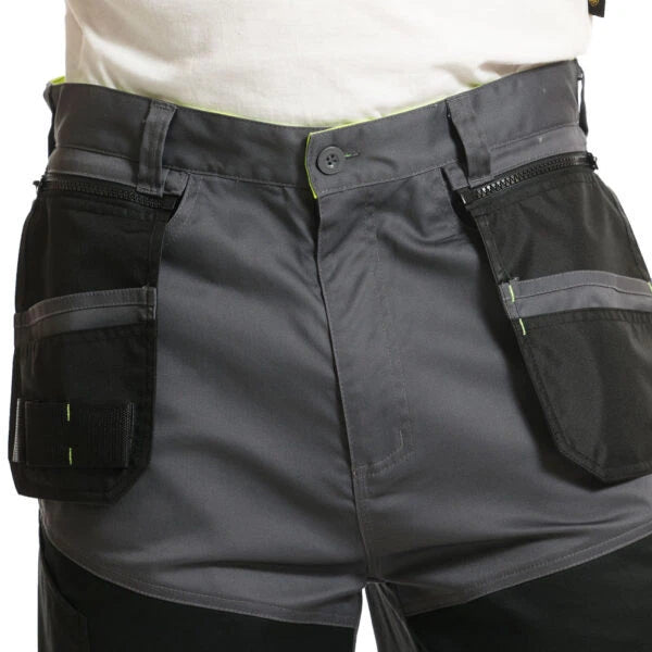 Lee Cooper Workwear LCSHO812 Hi Vis Detail Stretch Multi Pocket Work Holster Cargo Shorts