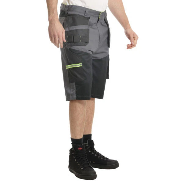Lee Cooper Workwear LCSHO812 Hi Vis Detail Stretch Multi Pocket Work Holster Cargo Shorts