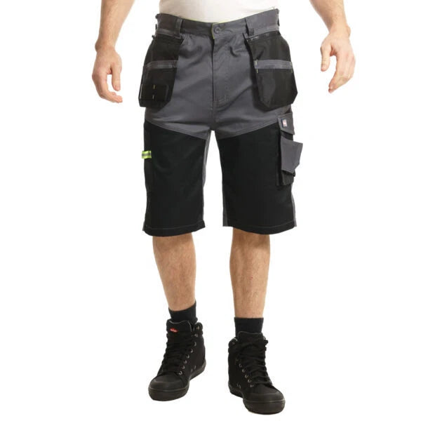 Lee Cooper Workwear LCSHO812 Hi Vis Detail Stretch Multi Pocket Work Holster Cargo Shorts