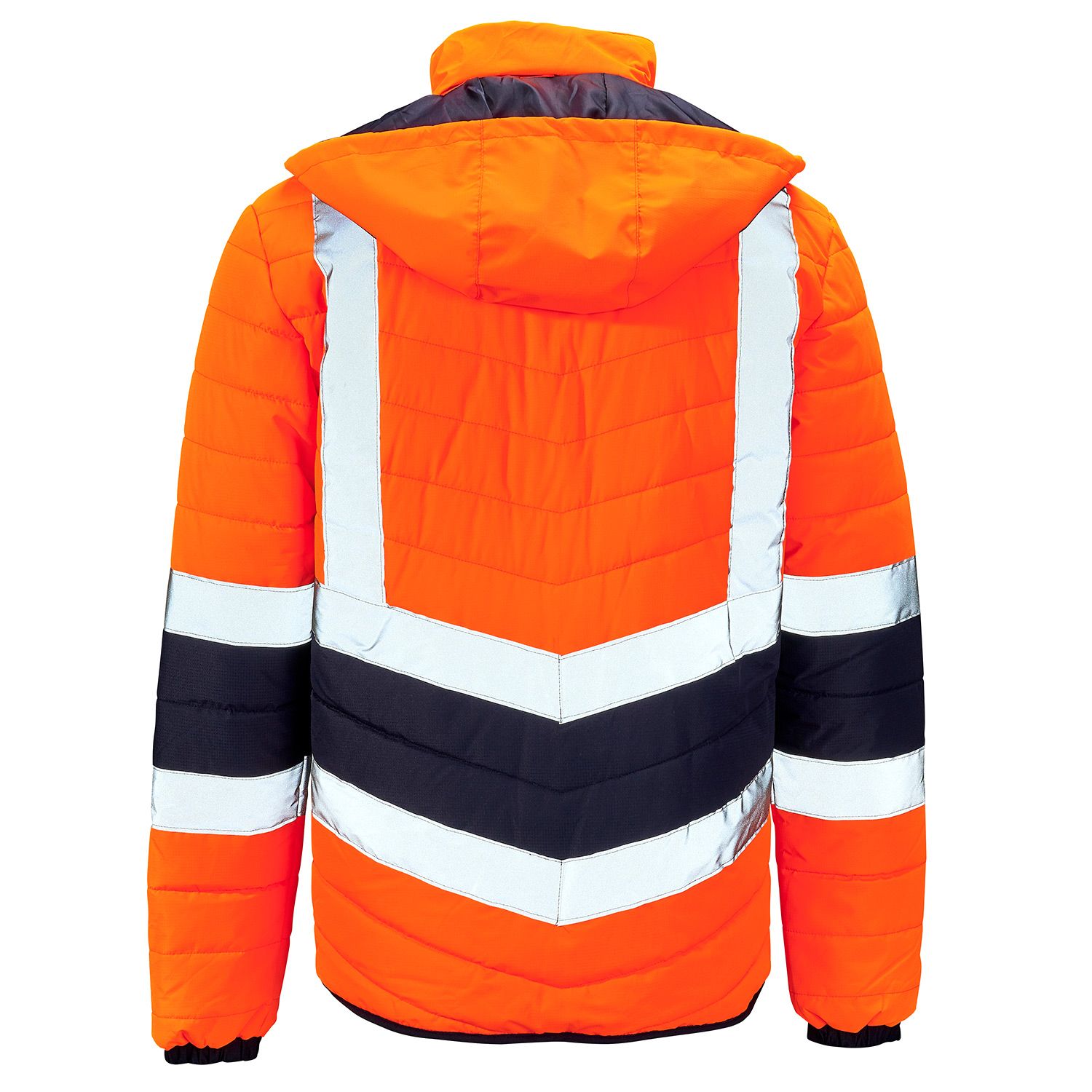 Hi vis Puffer Jacket Lightweight Winter Work Coat with Conceal Hood Class 3