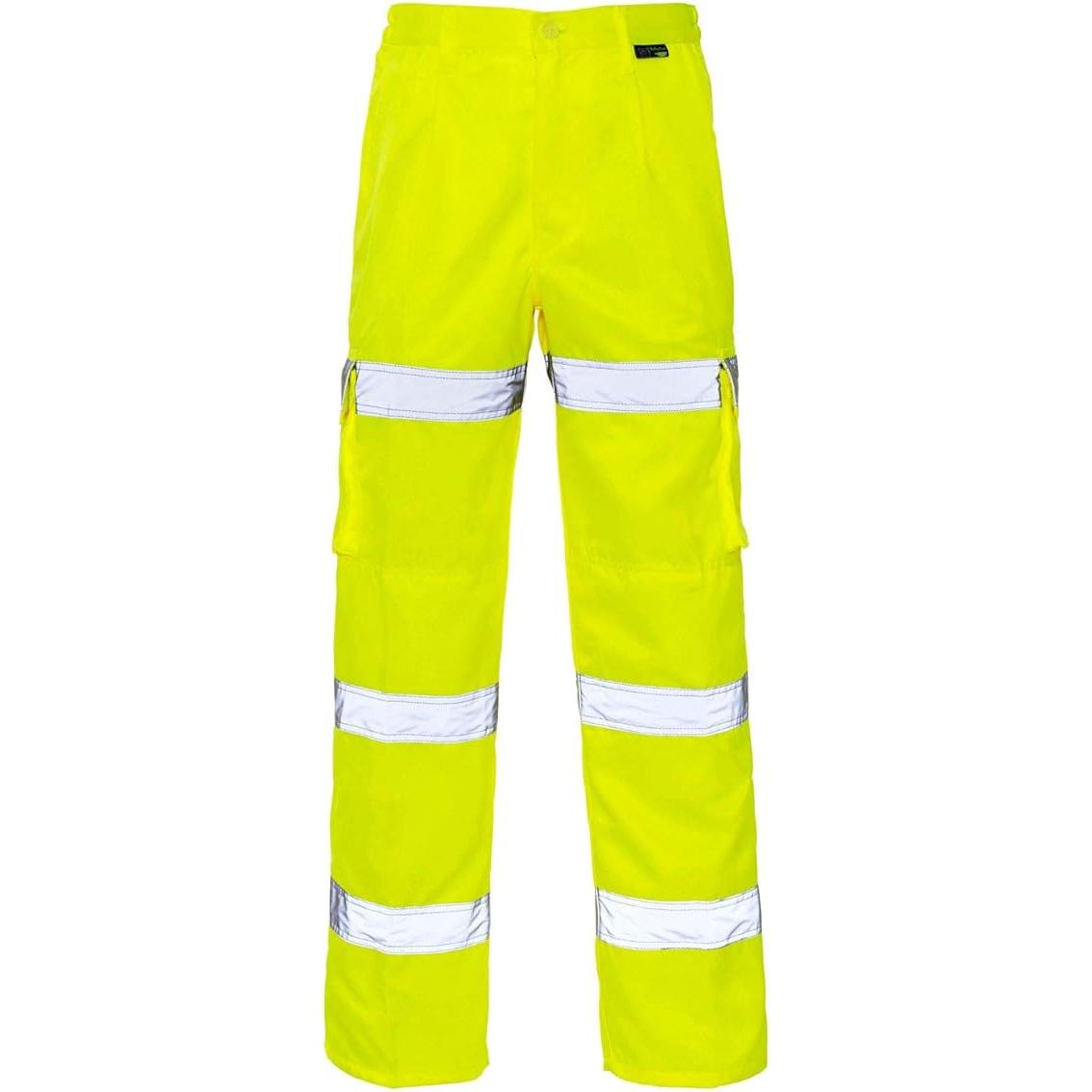 Hi Vis Combat Cargo Trousers – 3 Band Reflective, Knee Pocket, Durable Safety Workwear for Site Use