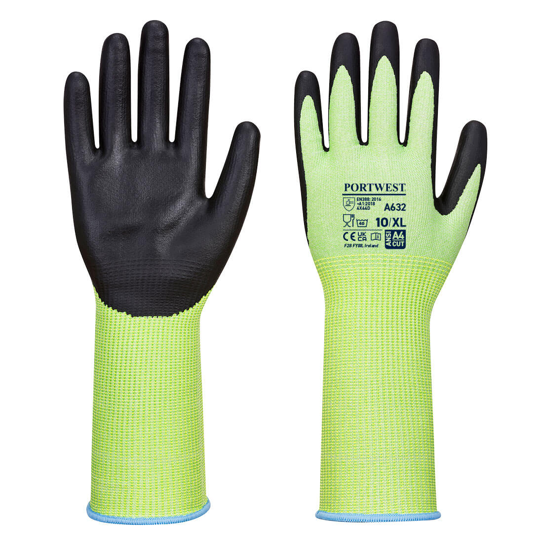 Green Cut Glove Long Cuff  (A632)