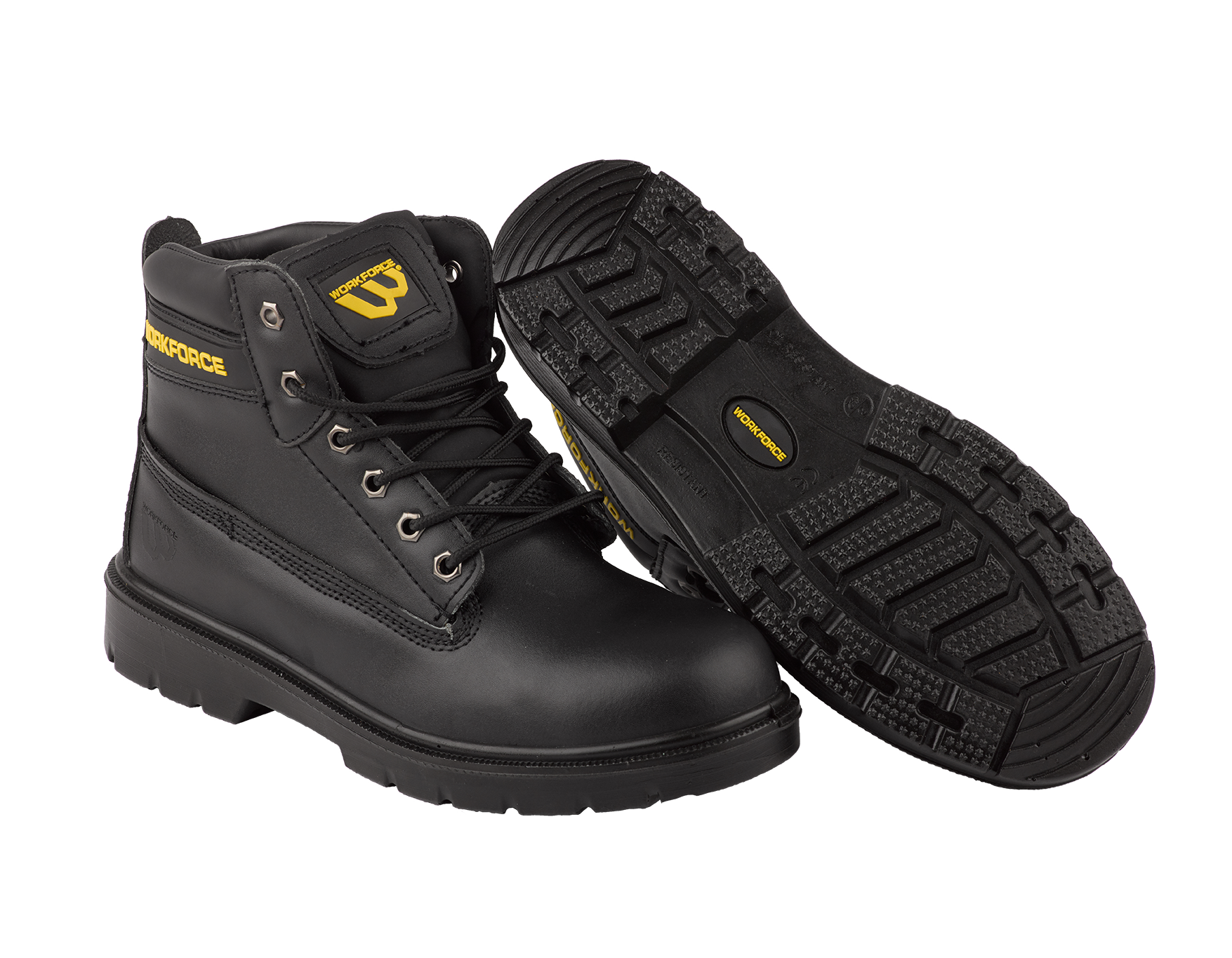 WORKFORCE BLACK LEATHER SAFETY BOOT S1P CLASSIC STYLE WITH MODERN SAFETY (WF302)