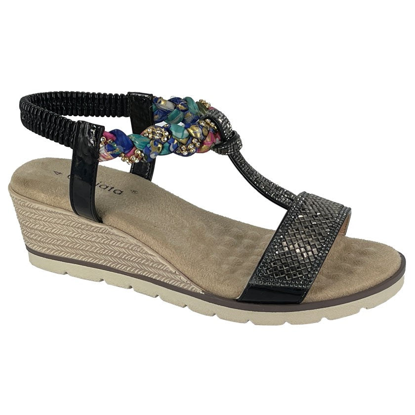 CIPRIATA GILDA Diamante Elasticated Halter Back Sandal  (L 284A)