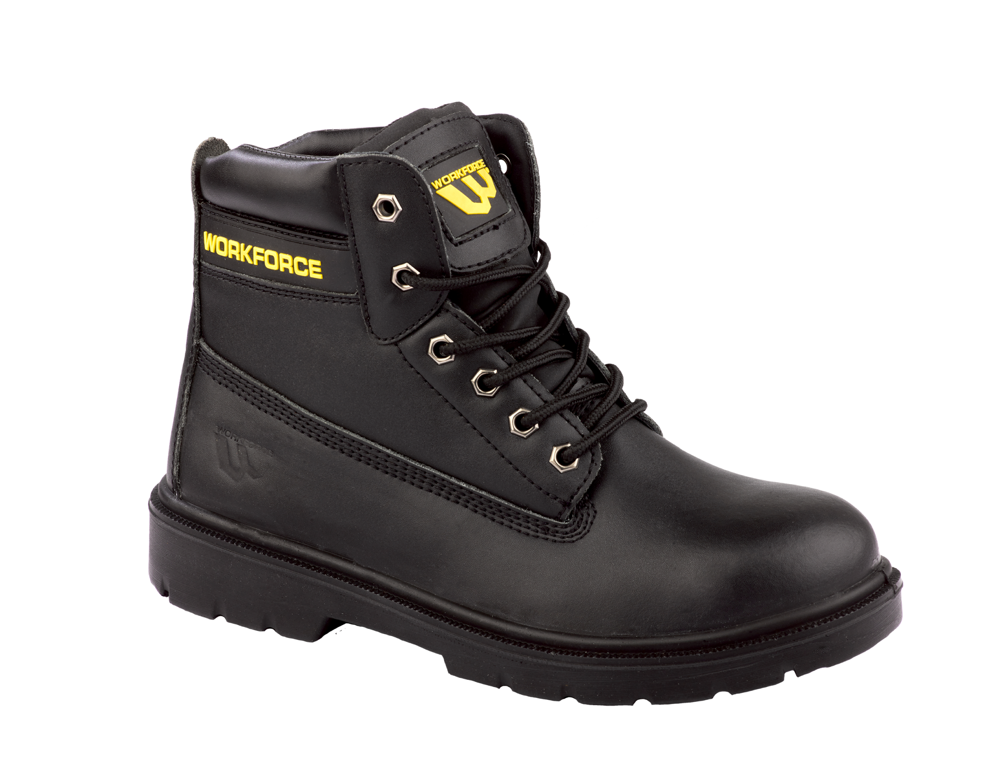 WORKFORCE BLACK LEATHER SAFETY BOOT S1P CLASSIC STYLE WITH MODERN SAFETY (WF302)