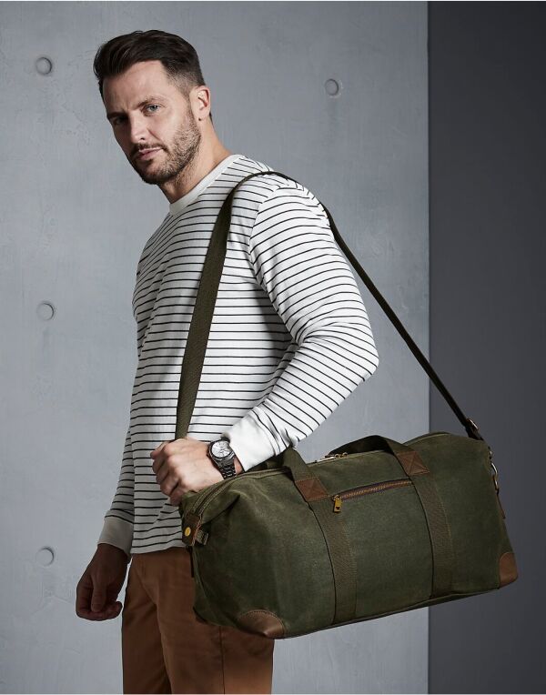 Quadra Heritage Washed Canvas Holdall TearAway label for ease of rebranding (QD650)