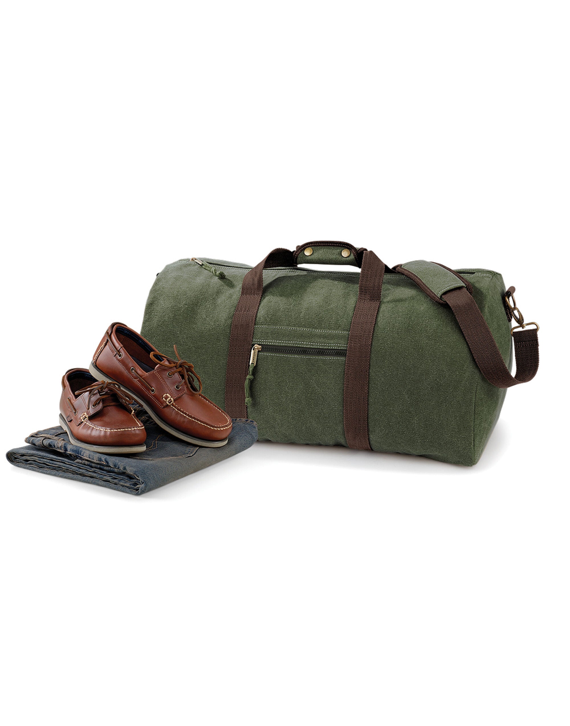 Quadra Vintage Canvas Holdall Internal valuables pocket (QD613)