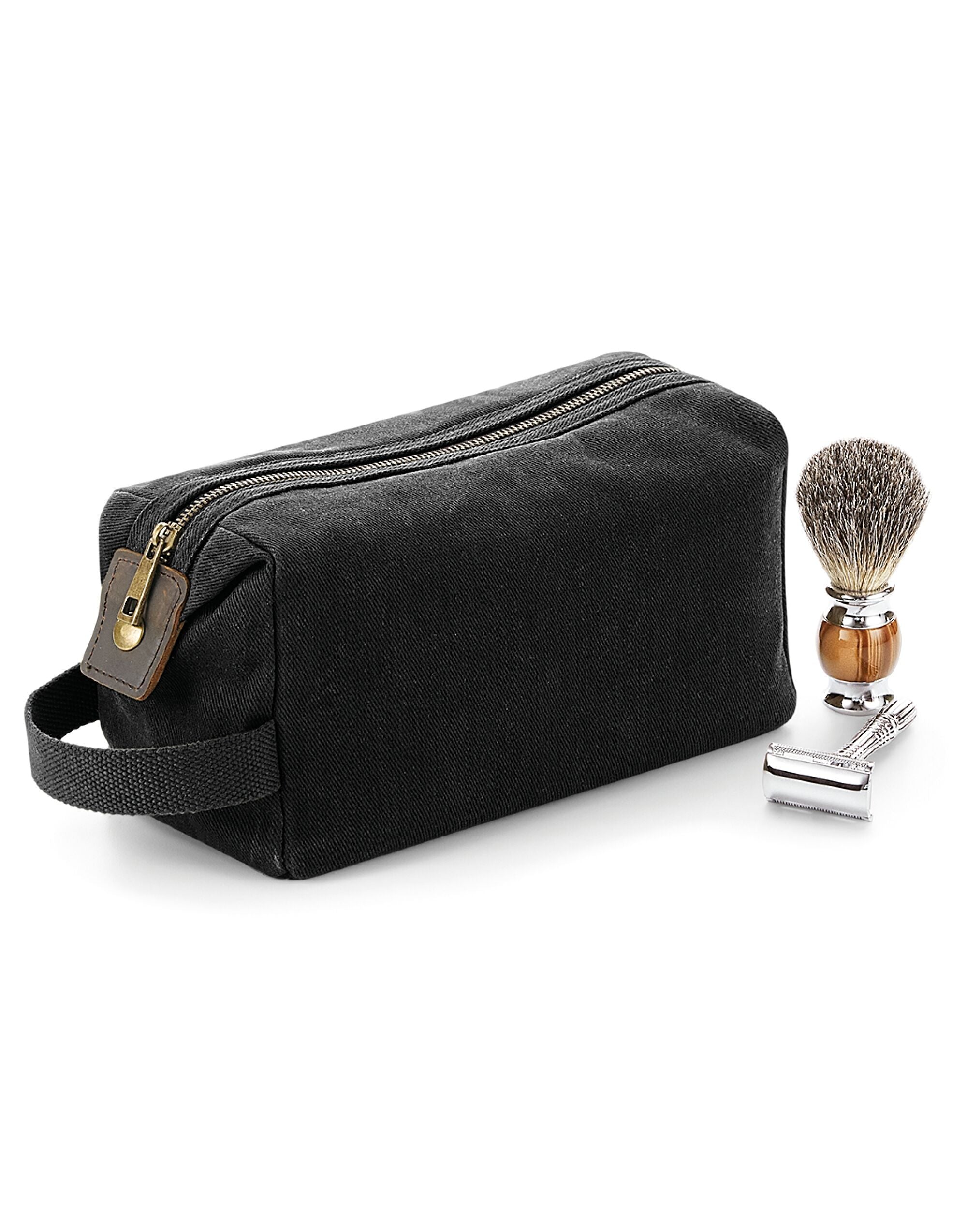 Quadra Heritage Waxed Canvas Wash Bag TearAway label for ease of rebranding (QD651)