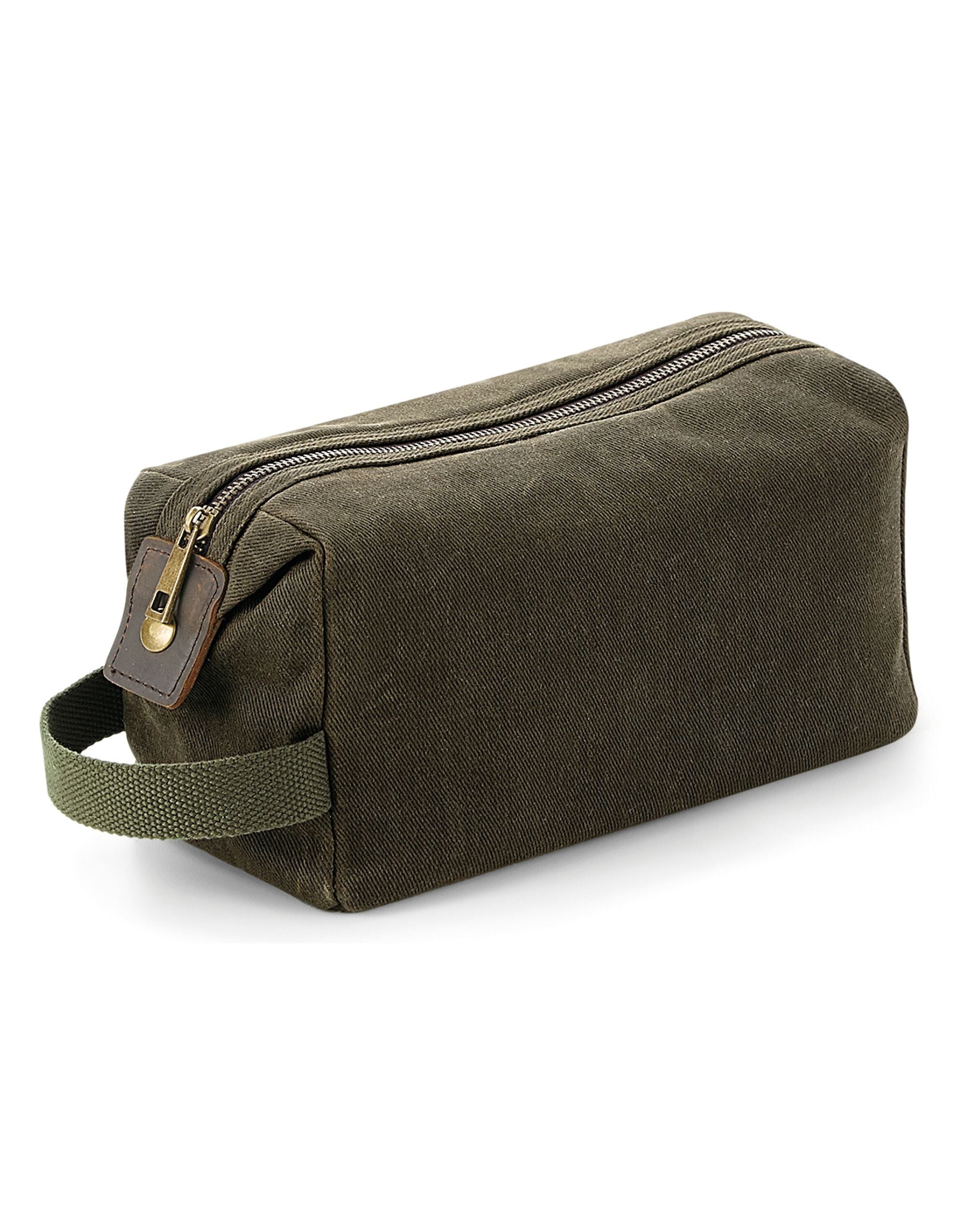 Quadra Heritage Waxed Canvas Wash Bag TearAway label for ease of rebranding (QD651)