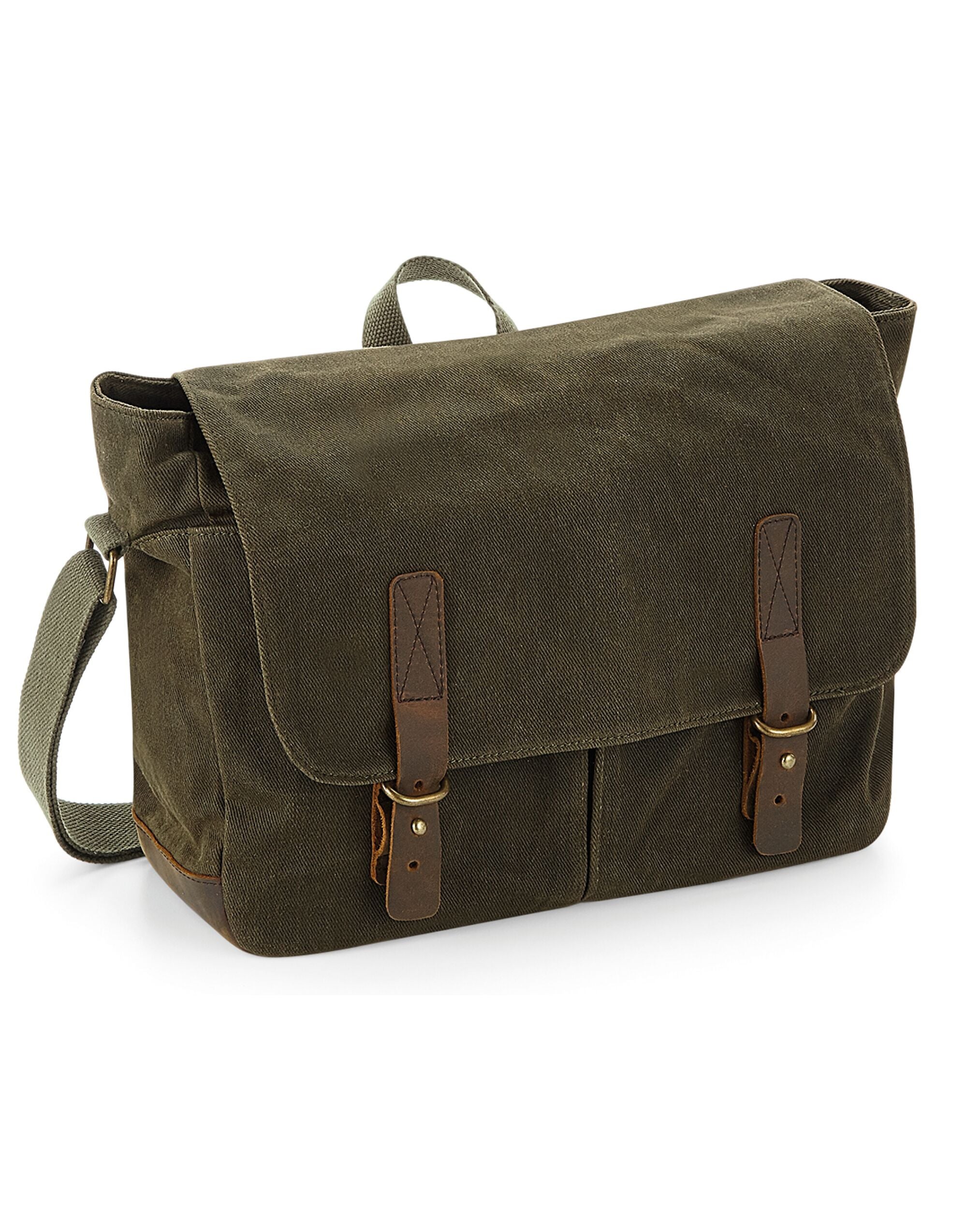 Quadra Heritage Waxed Canvas Messenger TearAway label for ease of rebranding (QD653)